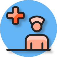 icon depicting a healthcare provider with a medical cross