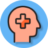 Icon depicting a human head with a medical cross symbol